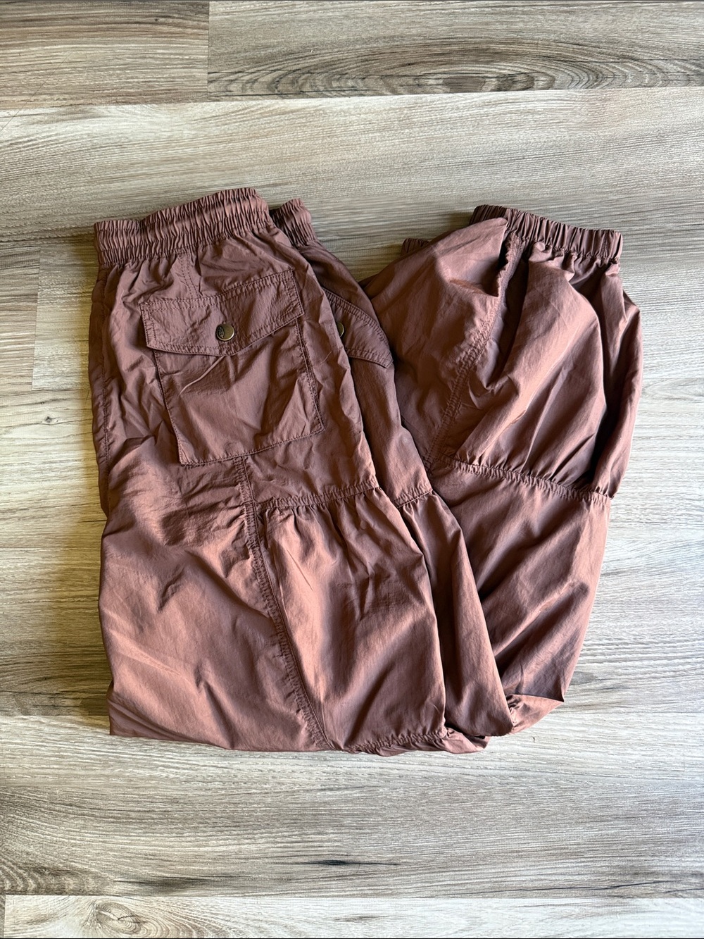 Free People Rust Brown Drawstring Tiered Jogger Pants - Picture 3 of 4